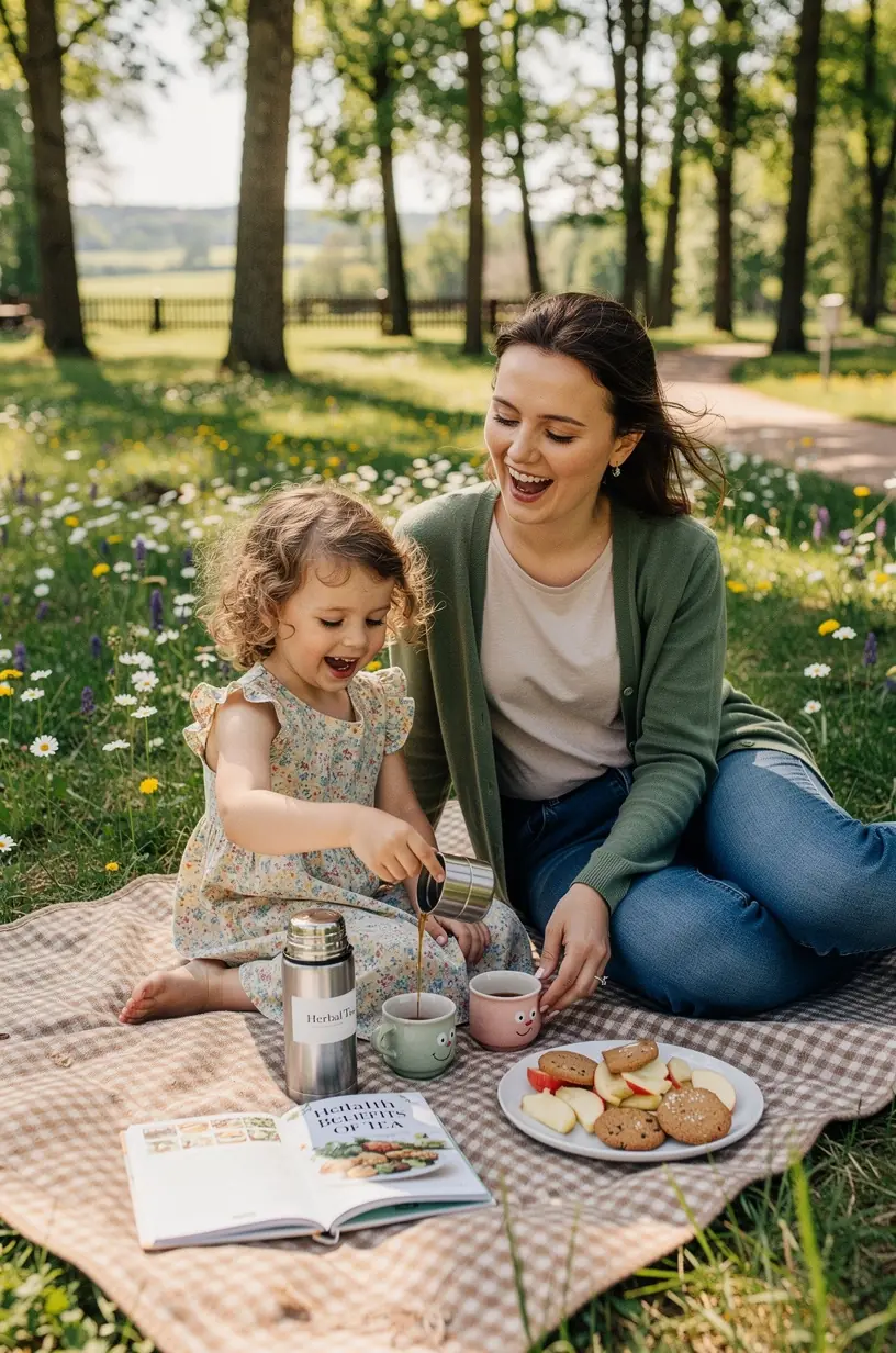 Šviesi virtuvės erdvė su įvairių rūšių arbatų pakuotėmis, pabrėžianti sveikos dienos struktūros integravimą.